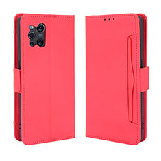 Funda de Cuero Cartera con Soporte Carcasa BY3 para Oppo Find X3 5G Rojo