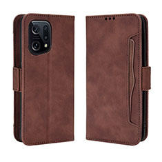 Funda de Cuero Cartera con Soporte Carcasa BY3 para Oppo Find X5 5G Marron