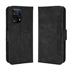 Funda de Cuero Cartera con Soporte Carcasa BY3 para Oppo Find X5 5G Negro