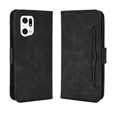 Funda de Cuero Cartera con Soporte Carcasa BY3 para Oppo Find X5 Pro 5G Negro