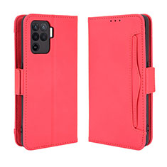 Funda de Cuero Cartera con Soporte Carcasa BY3 para Oppo Reno5 F Rojo