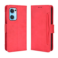 Funda de Cuero Cartera con Soporte Carcasa BY3 para Oppo Reno7 5G Rojo