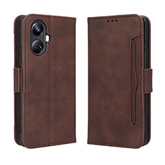 Funda de Cuero Cartera con Soporte Carcasa BY3 para Realme 10 Pro+ Plus 5G Marron