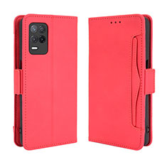 Funda de Cuero Cartera con Soporte Carcasa BY3 para Realme 9 5G India Rojo