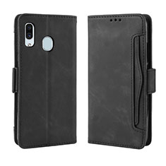 Funda de Cuero Cartera con Soporte Carcasa BY3 para Samsung Galaxy A20 Negro