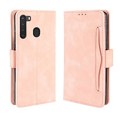 Funda de Cuero Cartera con Soporte Carcasa BY3 para Samsung Galaxy A21 Rosa