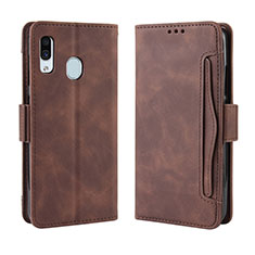 Funda de Cuero Cartera con Soporte Carcasa BY3 para Samsung Galaxy A40 Marron