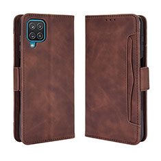 Funda de Cuero Cartera con Soporte Carcasa BY3 para Samsung Galaxy F12 Marron