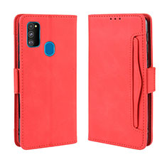Funda de Cuero Cartera con Soporte Carcasa BY3 para Samsung Galaxy M21 Rojo