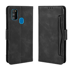 Funda de Cuero Cartera con Soporte Carcasa BY3 para Samsung Galaxy M30s Negro