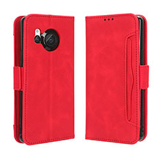 Funda de Cuero Cartera con Soporte Carcasa BY3 para Sharp Aquos R8s Rojo