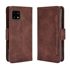 Funda de Cuero Cartera con Soporte Carcasa BY3 para Sharp Aquos Sense4 Basic Marron