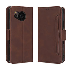 Funda de Cuero Cartera con Soporte Carcasa BY3 para Sharp Aquos Sense7 Plus Marron