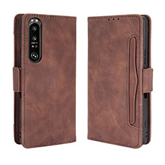 Funda de Cuero Cartera con Soporte Carcasa BY3 para Sony Xperia 1 III Marron