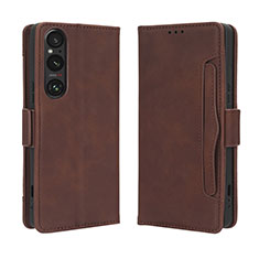 Funda de Cuero Cartera con Soporte Carcasa BY3 para Sony Xperia 1 V Marron