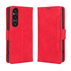 Funda de Cuero Cartera con Soporte Carcasa BY3 para Sony Xperia 1 V Rojo