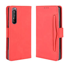 Funda de Cuero Cartera con Soporte Carcasa BY3 para Sony Xperia 5 II Rojo