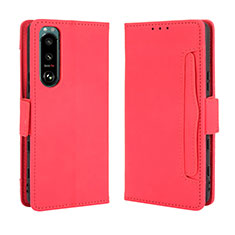 Funda de Cuero Cartera con Soporte Carcasa BY3 para Sony Xperia 5 III SO-53B Rojo