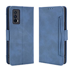 Funda de Cuero Cartera con Soporte Carcasa BY3 para Vivo iQOO 7 India 5G Azul