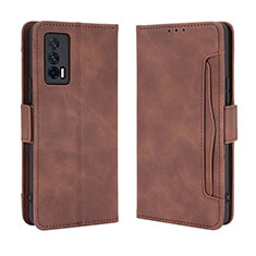 Funda de Cuero Cartera con Soporte Carcasa BY3 para Vivo iQOO 7 India 5G Marron