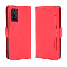 Funda de Cuero Cartera con Soporte Carcasa BY3 para Vivo iQOO 7 India 5G Rojo