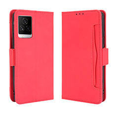 Funda de Cuero Cartera con Soporte Carcasa BY3 para Vivo iQOO 7 Legend 5G Rojo