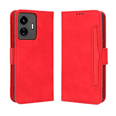 Funda de Cuero Cartera con Soporte Carcasa BY3 para Vivo iQOO Z6 Lite 5G Rojo