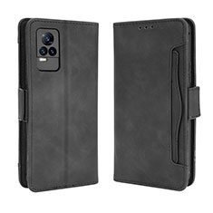 Funda de Cuero Cartera con Soporte Carcasa BY3 para Vivo V21e 4G Negro