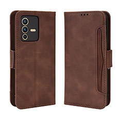 Funda de Cuero Cartera con Soporte Carcasa BY3 para Vivo V23 5G Marron