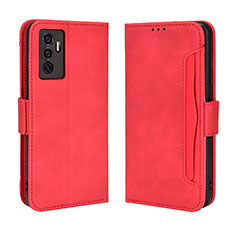 Funda de Cuero Cartera con Soporte Carcasa BY3 para Vivo V23e 5G Rojo