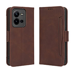 Funda de Cuero Cartera con Soporte Carcasa BY3 para Vivo V25 5G Marron