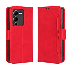 Funda de Cuero Cartera con Soporte Carcasa BY3 para Vivo V25 Pro 5G Rojo