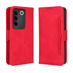 Funda de Cuero Cartera con Soporte Carcasa BY3 para Vivo V27 5G Rojo