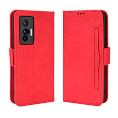 Funda de Cuero Cartera con Soporte Carcasa BY3 para Vivo X70 5G Rojo