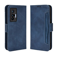 Funda de Cuero Cartera con Soporte Carcasa BY3 para Vivo X70t Azul