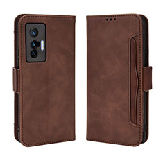 Funda de Cuero Cartera con Soporte Carcasa BY3 para Vivo X70t Marron