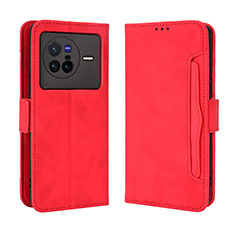 Funda de Cuero Cartera con Soporte Carcasa BY3 para Vivo X80 5G Rojo