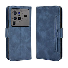 Funda de Cuero Cartera con Soporte Carcasa BY3 para Vivo X80 Pro 5G Azul