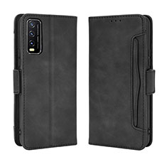 Funda de Cuero Cartera con Soporte Carcasa BY3 para Vivo Y12A Negro