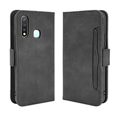 Funda de Cuero Cartera con Soporte Carcasa BY3 para Vivo Y19 Negro