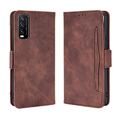 Funda de Cuero Cartera con Soporte Carcasa BY3 para Vivo Y20s G Marron