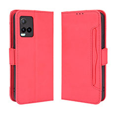 Funda de Cuero Cartera con Soporte Carcasa BY3 para Vivo Y21a Rojo