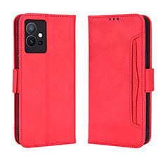 Funda de Cuero Cartera con Soporte Carcasa BY3 para Vivo Y30 5G Rojo