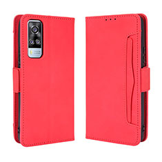 Funda de Cuero Cartera con Soporte Carcasa BY3 para Vivo Y31 (2021) Rojo