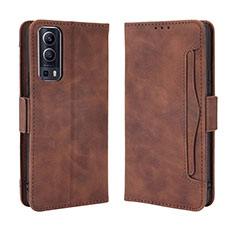 Funda de Cuero Cartera con Soporte Carcasa BY3 para Vivo Y52 5G Marron