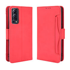 Funda de Cuero Cartera con Soporte Carcasa BY3 para Vivo Y52 5G Rojo