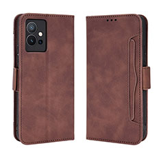 Funda de Cuero Cartera con Soporte Carcasa BY3 para Vivo Y52t 5G Marron