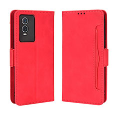 Funda de Cuero Cartera con Soporte Carcasa BY3 para Vivo Y74s 5G Rojo