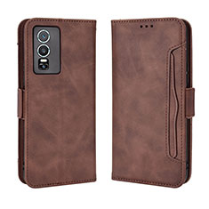 Funda de Cuero Cartera con Soporte Carcasa BY3 para Vivo Y76 5G Marron