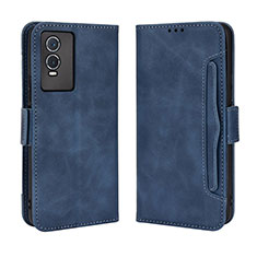 Funda de Cuero Cartera con Soporte Carcasa BY3 para Vivo Y76s 5G Azul